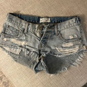 Light denim jean shorts, one teaspoon brand. Worn in style. Size 24